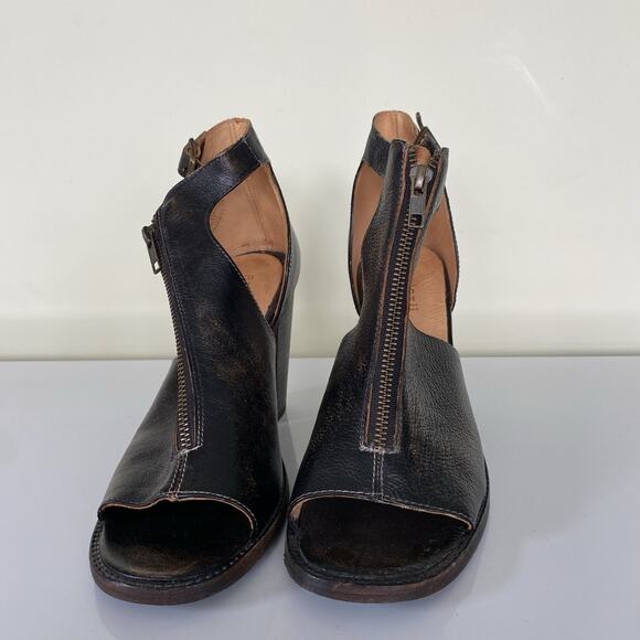 Bed Stu Olena Peep Toe Chunky Heel Zippered Sandals Size 10 Boho Western - Picture 2 of 9